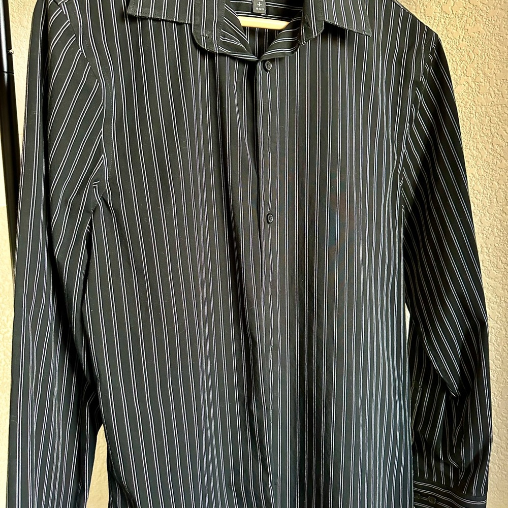 Express Black and White Striped Dress Shirt